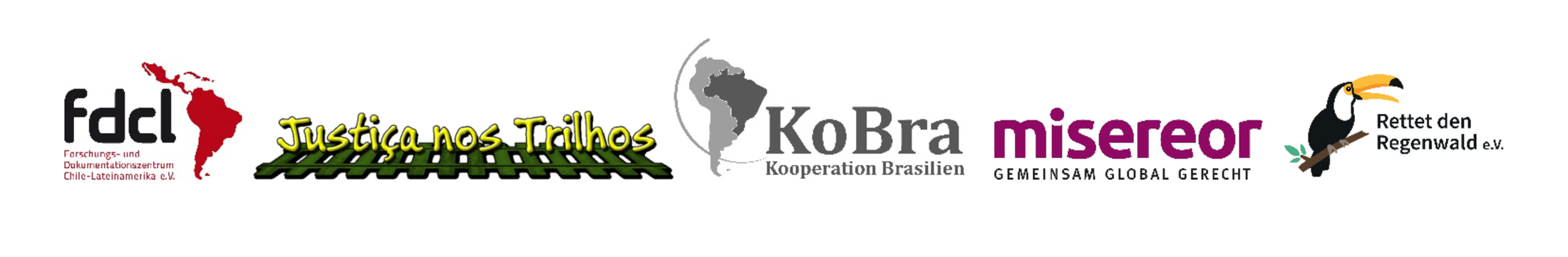 Logos NGOs gegen Bahnprojekt in Brasilien
