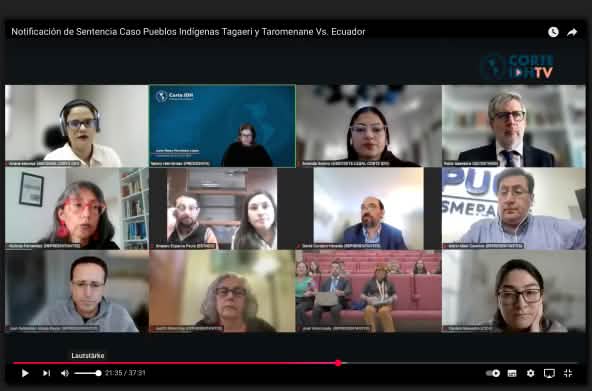 Screenshot Youtube Corte IDH Ecuador