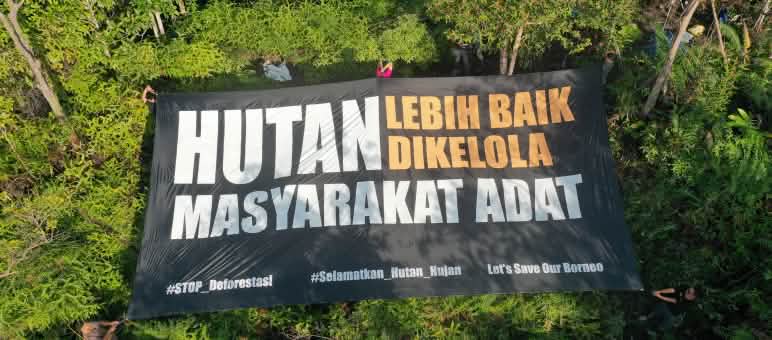 Botschaft von Borneos Kronendach Riesenbanner mit Schrift