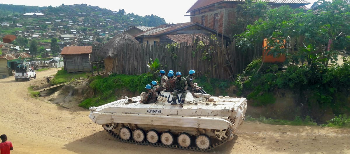 UN-Blauhelme der MONUSCO in der Stadt Kanya Bayonga